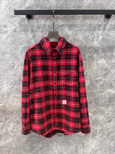 Niche New Style Atmosphere Retro Old Red Plaid Shirt Casual Feel Loose Slim