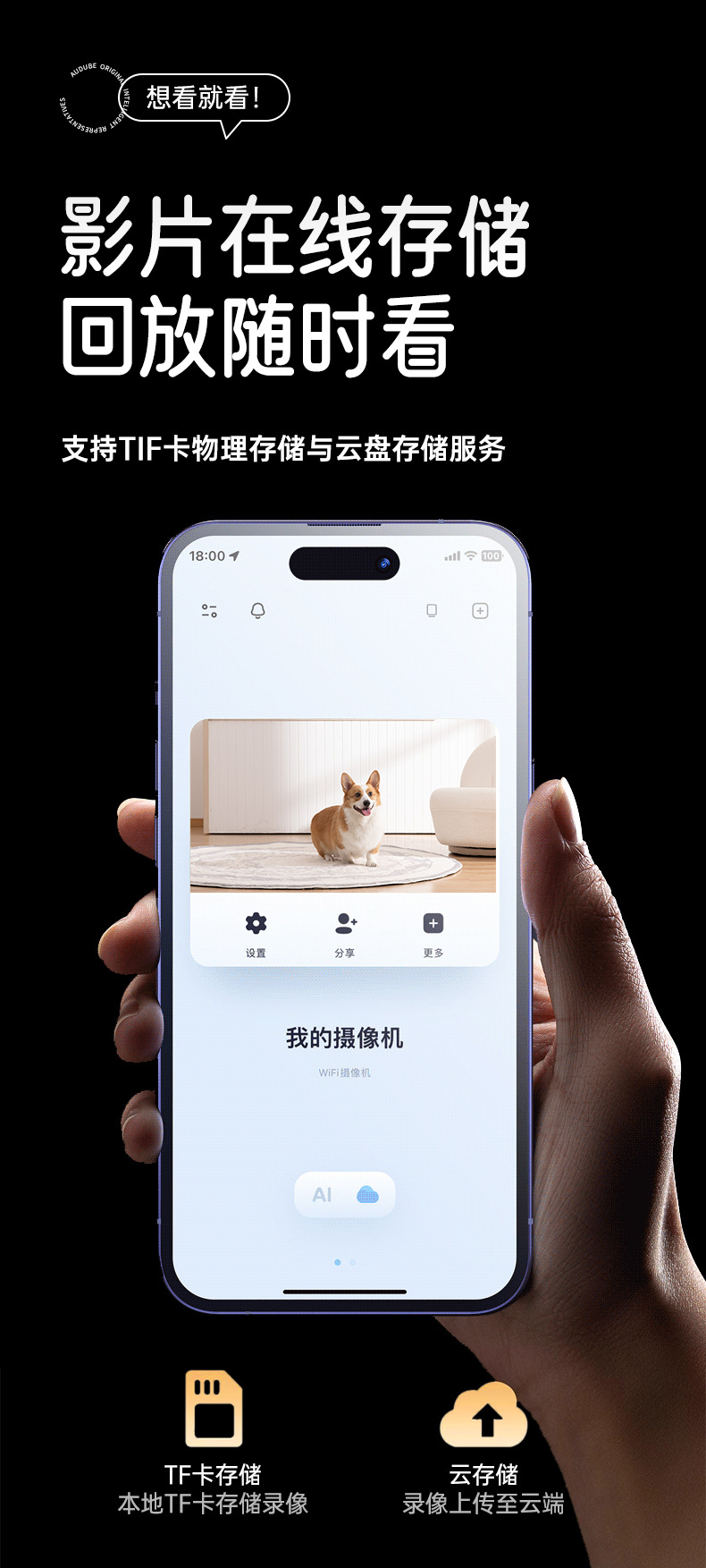 睿博士卡通摄像头家用5G双频婴儿哭声报警监护WIFI免布局智能监控