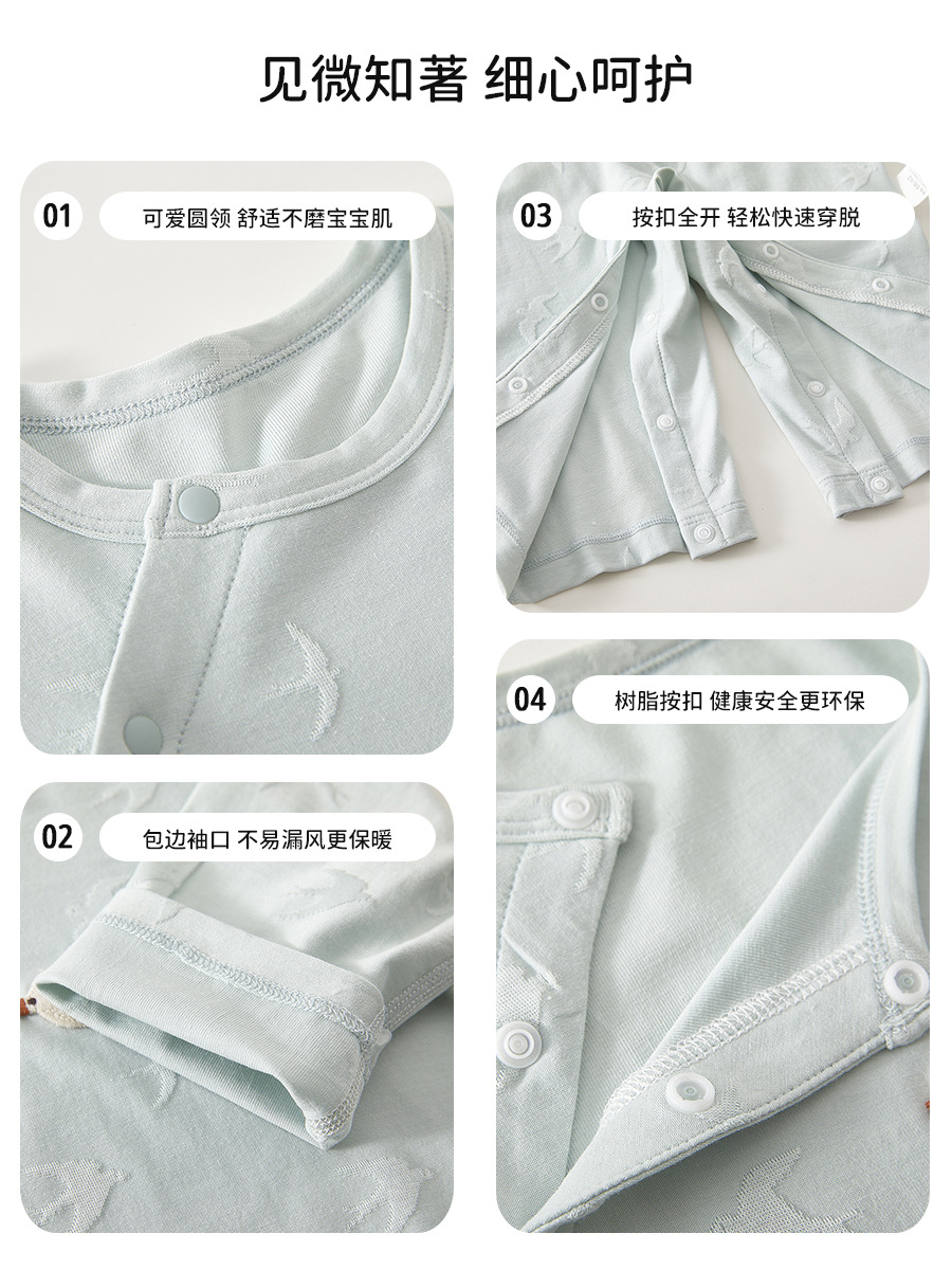 Primavera y verano nuevos productos de algodón Moti flor un estándar de manga larga baby pijama de colga inclinada baby overcoat