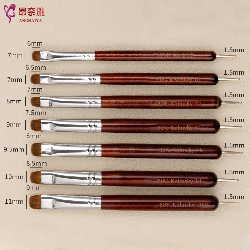 美甲笔刷红木杆法式清洁刷适用于凝胶指甲油两用点钻木柄指甲刷