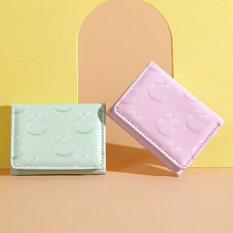 2024 nuevo diseño coreano de conejo fresco y lindo nicho de diseño de tres plegados corto multifuncional billetera estudiantil