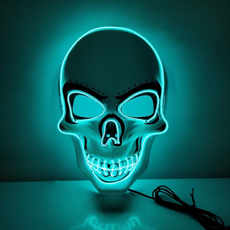 Halloween máscara de luz fría de PVC cráneo blanco máscara luminosa de fantasmas de terror