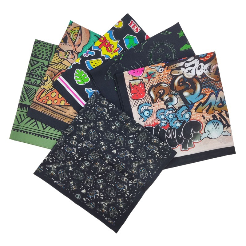 New Cotton Digital Printed Square Scarf Street Dance Trendy Multifunctional Hip Hip Hop Cotton Scarf Mask