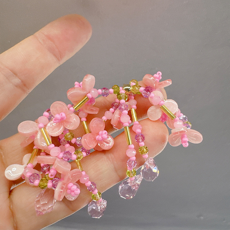 精致田园风超仙串珠花朵甜美系列耳钉轻奢高级简约百搭通勤耳饰品|undefined