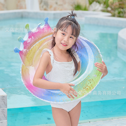 Supply ins inflatable sequin crown swimming ring adult Internet celebrity thickened mermaid armpit ring floating ring