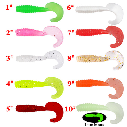 Spinning lure lead head hook set silicone soft bait long-range soft worm ten colors tail fish fake lure largemouth bass pike perch chatterbaits