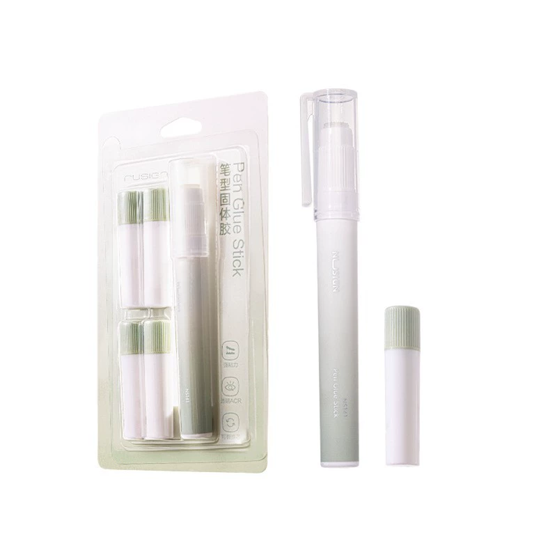 Glue Stick Pen (NUSIGN) Refillable Solid Glue, 1 g + 4 Refills, Cute Pastel Colors
