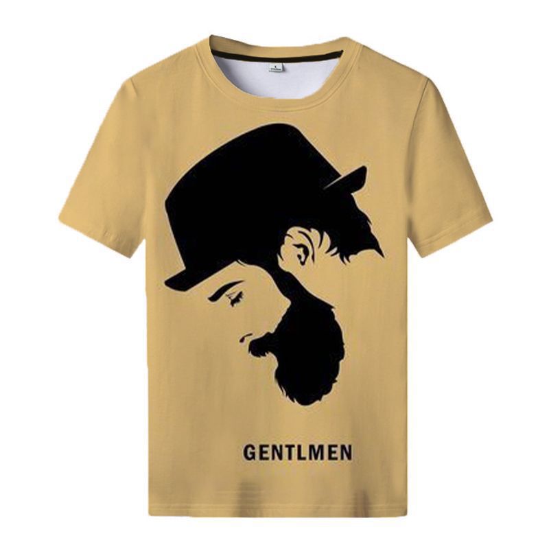 跨境T恤欧美夏季新款人头印花3DT恤男装街头潮流运动款短袖上衣