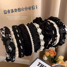 黑色高颅顶发箍女款秋冬高级感显脸小头箍气质百搭发卡子发捆头饰