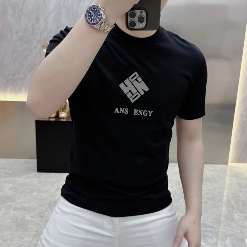 Summer T-Shirt Short-Sleeved Men's European Station Slim Fashion Round Neck Classy European Half-Sleeved Trendy Brand Men's Muscle Tops