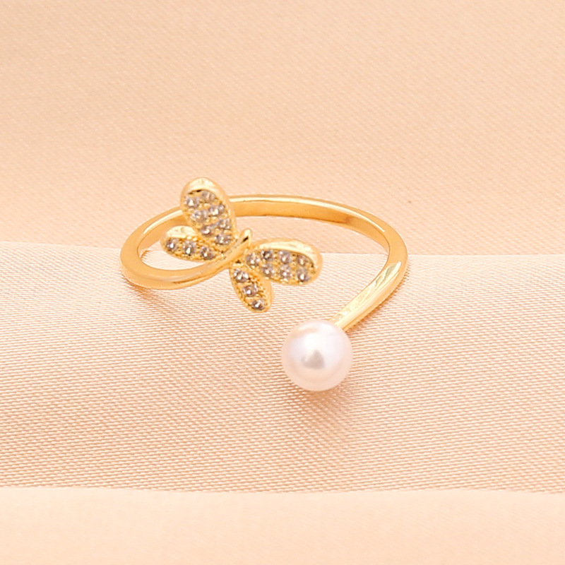 fashion full diamond lightning angel butterfly ring