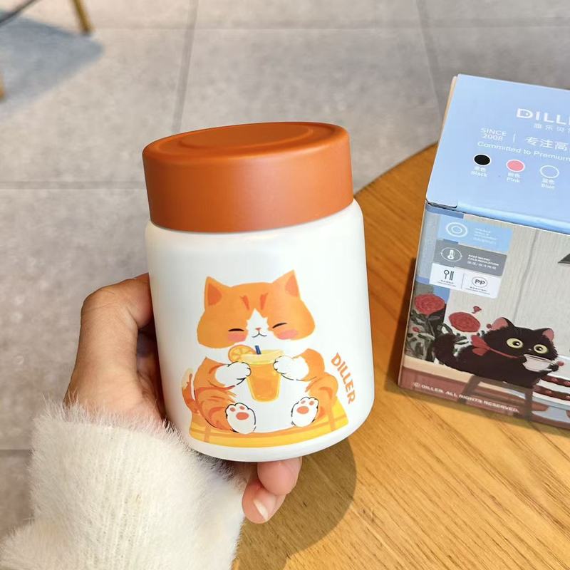 迪乐贝尔猫咪不锈钢学生保温杯女生高颜值猫咪新款便携迷你口袋杯|undefined