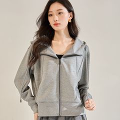 25秋季新款丝滑软弹挺阔有型连帽拉链开衫宽松卫衣短外套女22652