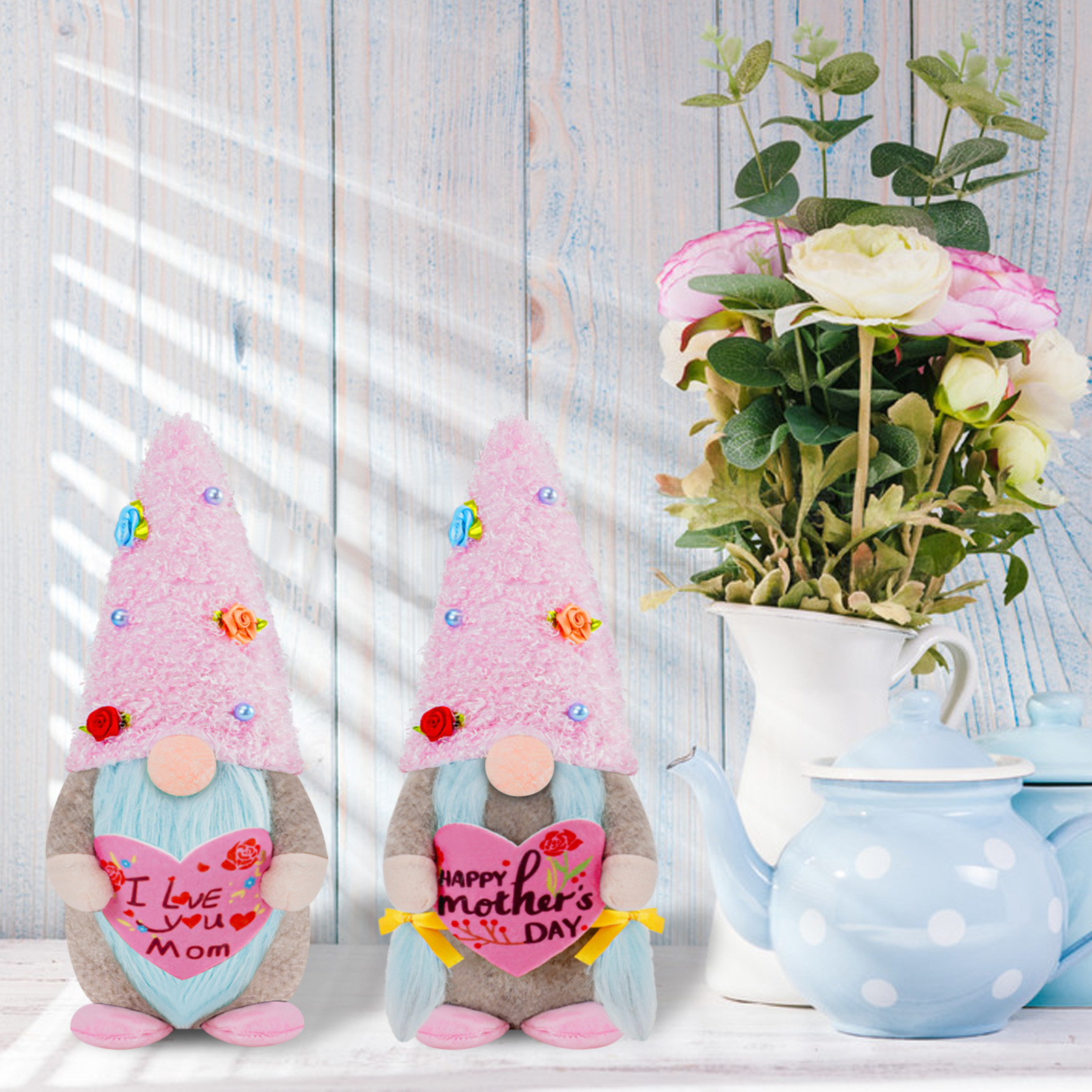 Día DE LA Madre Cruz-frontera enano cara muñeca escritorio decoración enana tierra fina tela bosque anciano muñeca decoraciones