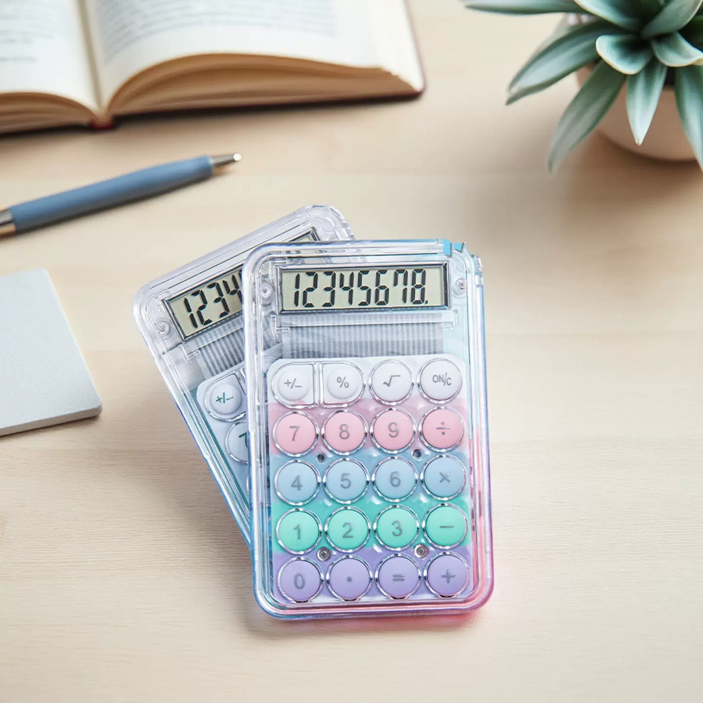 高颜值迷你透明计算器可爱便携式计算器多巴胺色系掌上口袋计算机