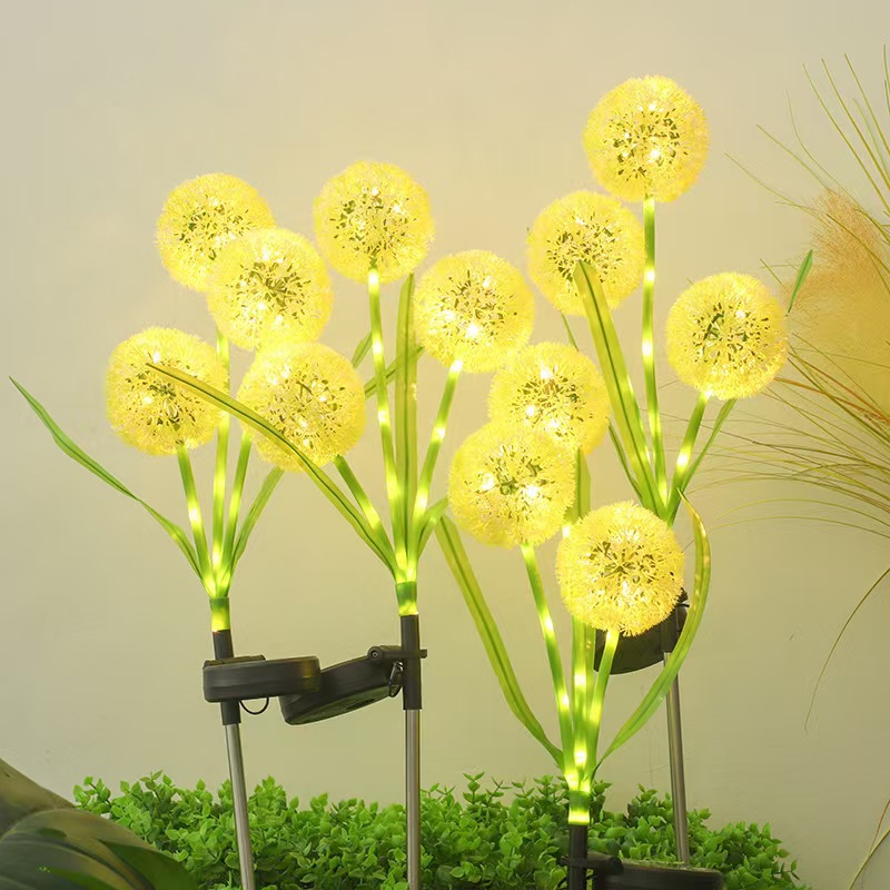 Decoración de la atmósfera de vacaciones girasoles, césped al aire libre, césped de trigo, jardín, lámpara de flores, estilo de enchufe