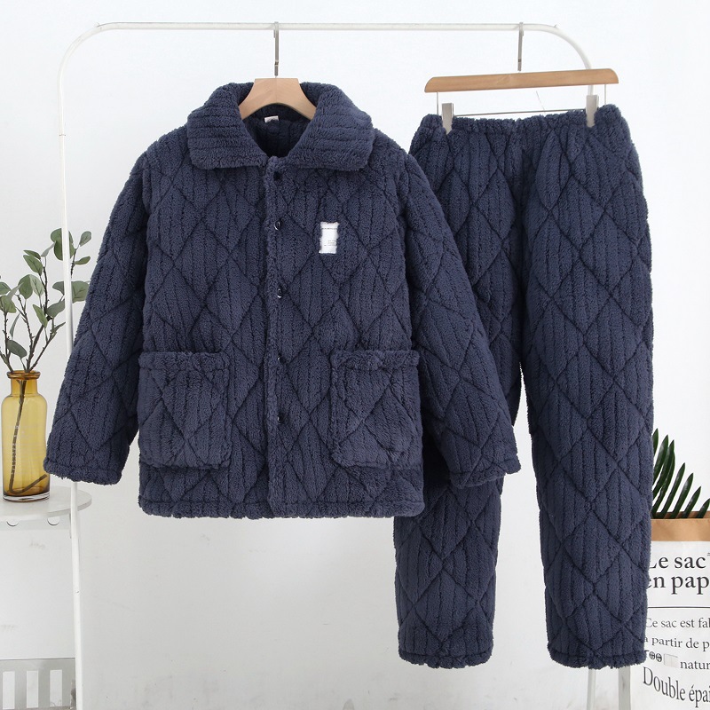 パジャマ女性冬のサンゴのベルベットの三層の厚いベルベット保温綿フランネル春秋冬の家庭服