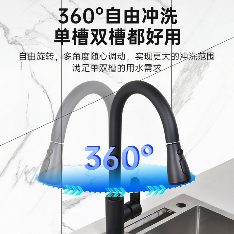 Fabricante de grifos de extracción de cocina al por mayor frío y calor dos en uno, fregadero extendido a prueba de salpicaduras para el hogar, fregadero para lavar verduras