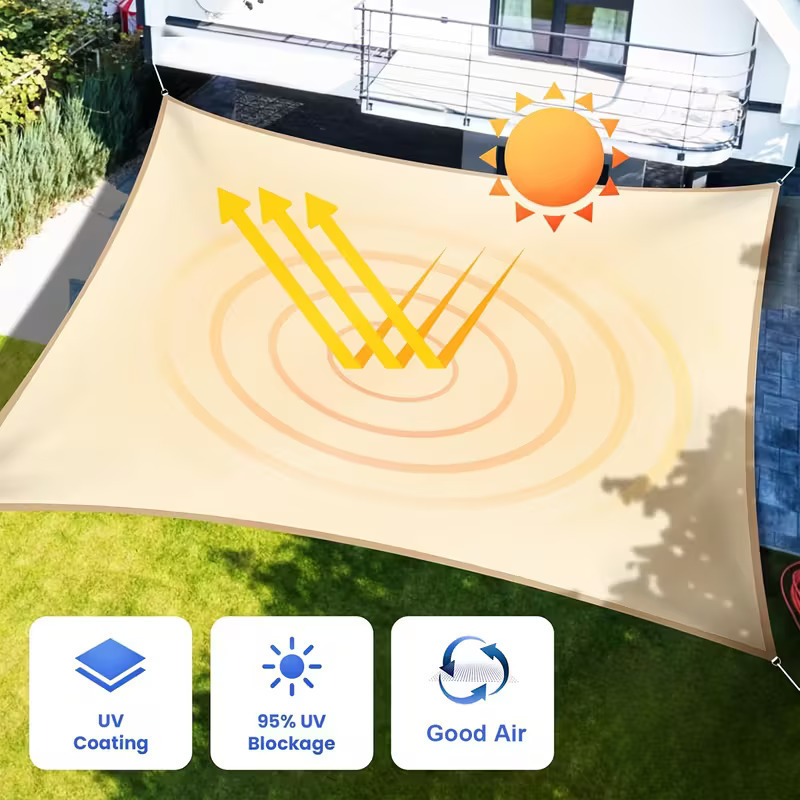 Xiyin Temu Cross-Border Outdoor Canopy in Stock, Rectangular Sunshade Sail, 420D Oxford Cloth Sunshade Sail, Triangular Shape