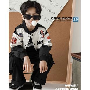 Wurib One Boy's Letter Printed Contrast Color Stitching Baseball Suit Autumn New Children's Handsome Long-sleeved Jacket Trendy