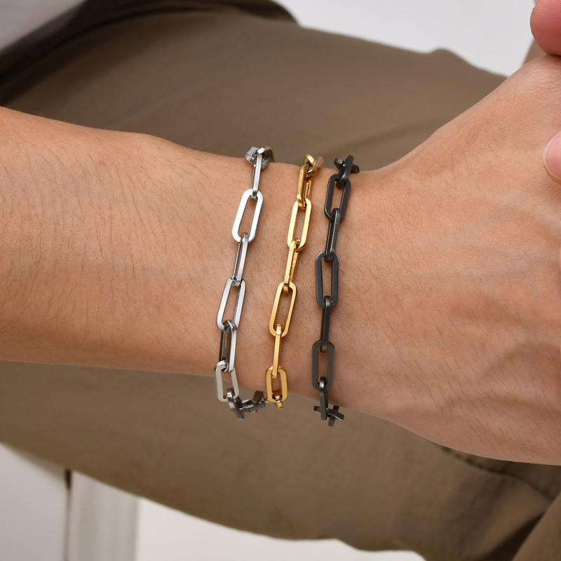 Men's Fashion Bracelet Stainless Steel Flat Long Cross Chain Bracelet Can Be Worn Freely Quanxi Water Jewelry Br-1395