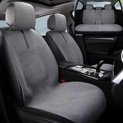 Ultra-thin linen car seat cushion air layer four-season cushion light luxury non-slip binding-free five-seat universal large version car cushion (Seat cushion, seat cover) - elegant-gray-universal-fit-for-5-seater-vehicles