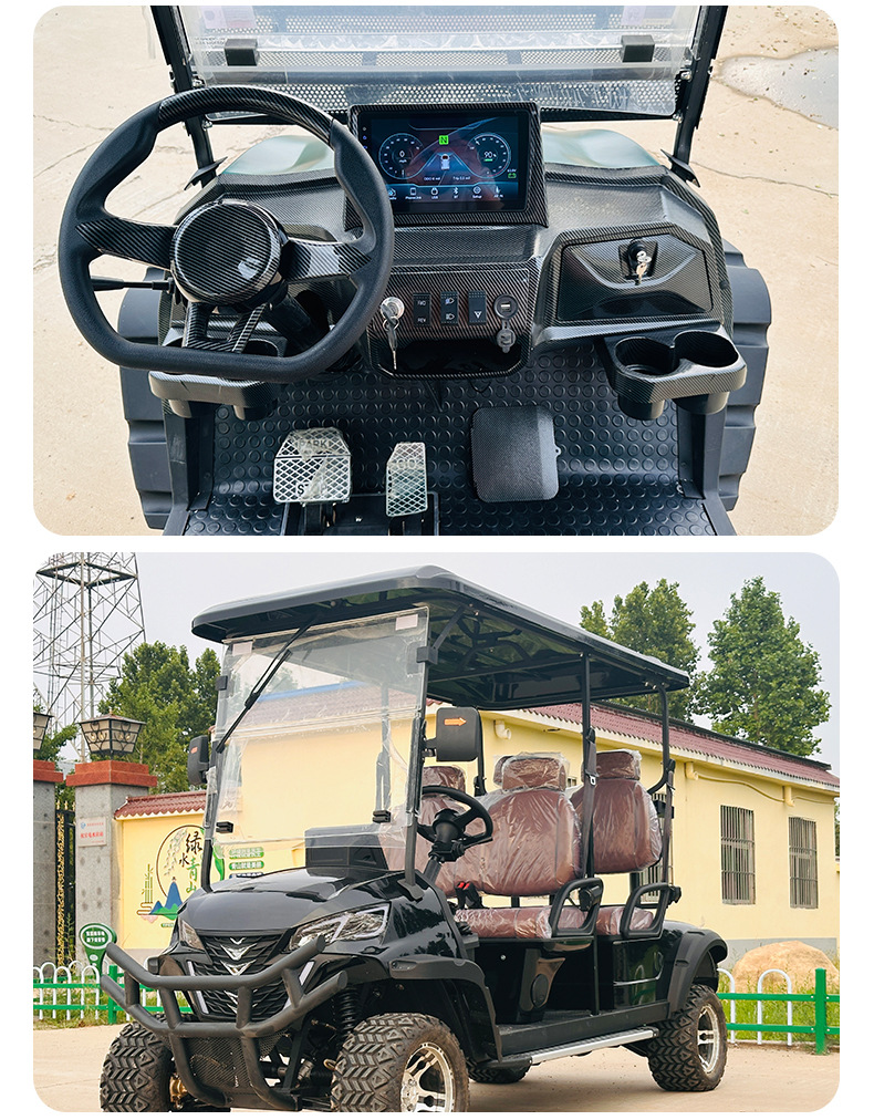 Electric Golf Cart, Tourist Attraction Four-Wheel Sightseeing Vehicle, Factory Direct Sales, Foreign Trade Export, 4-Seater, Cross-Border