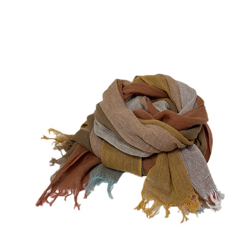 Summer thin universal soft scarf, cloak, cotton and linen, with neck protection, 2023 collection