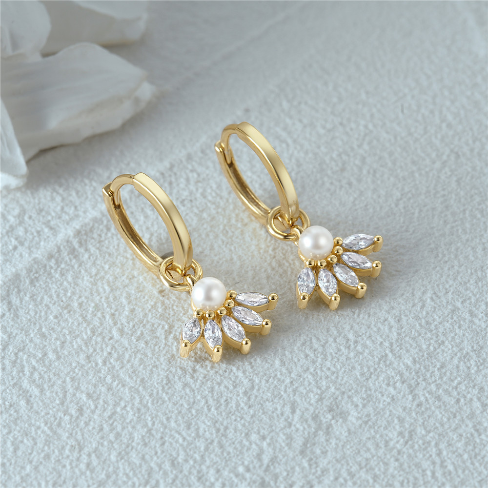 Drop Earrings Classification 1 Pair Quantity 1 Pair 925 Sterling Silver Pearl Zircon Geometric Drop Earrings