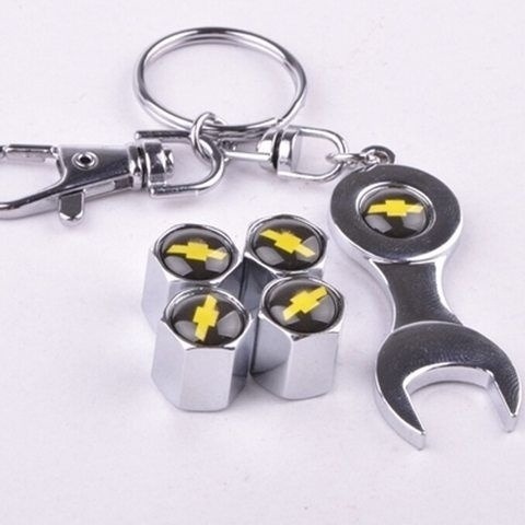 Tapa de Válvula de Neumático de Aluminio Universal con Llavero para Automóvil image 18