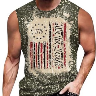 WN21 Summer Hot New Independence Day 3D Printed Men's Sleeveless Vest Top Factory Wholesale