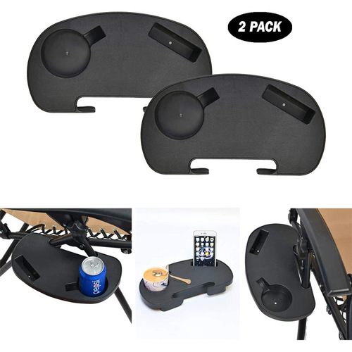 Outdoor foldable recliner cup holder tray with cup slots and phone slot recliner accessory