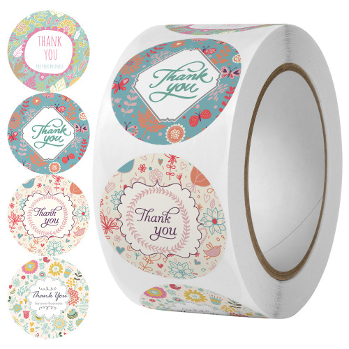 Thank you decorative floral roll seal stickers cute animal labels cartoon weather stickers thank you for your order