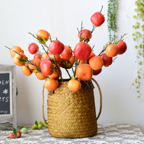 Pastoral straw flower baskets and flower pots, dried flower baskets, hand-woven storage baskets, rattan and bamboo woven living room decorative flower utensils