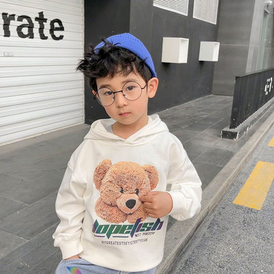 2021春季新款韩版儿童长袖卫衣中大童针织连帽T宽松上衣男童卫衣