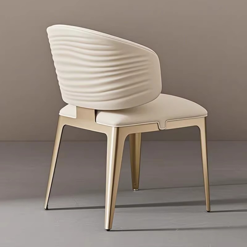 Italian Light Luxury Brand Stainless Steel Wavy Dining Chair Large Flat Villa Simple Modern Backrest Luxury Stone Dining Chair