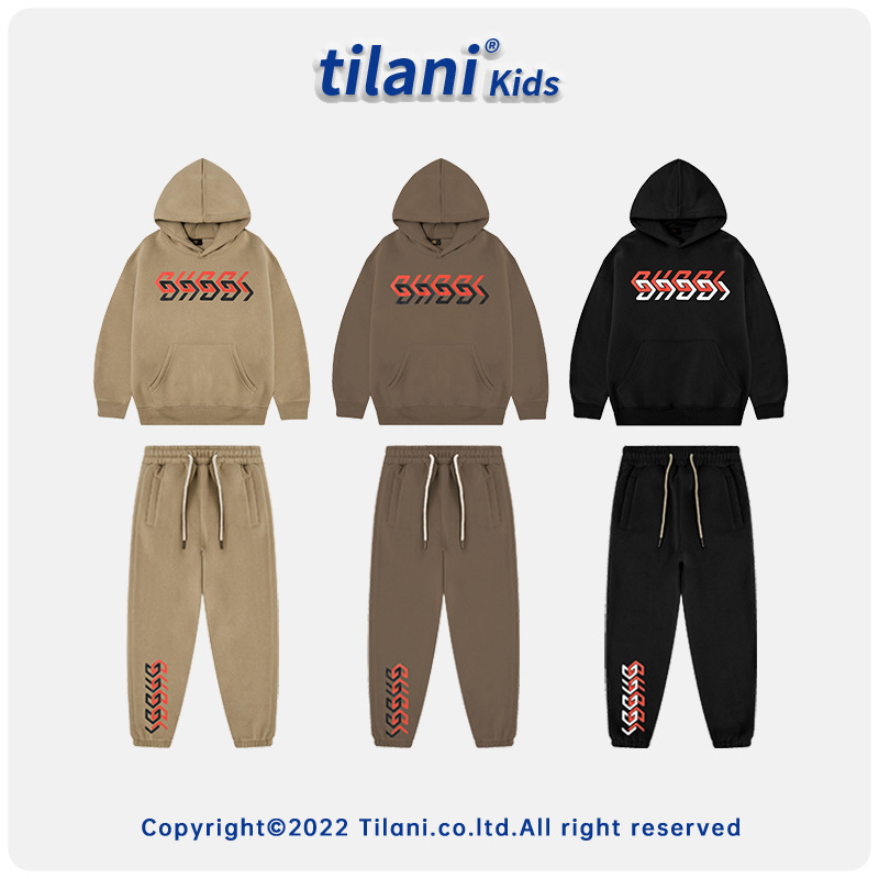 TILANI Children's clothing Europe and America brand Autumn and winter Boy Plush suit Easy keep warm Big children Sweater trousers