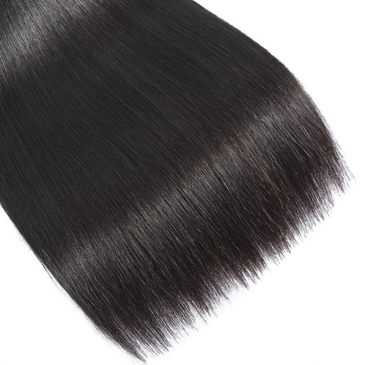 Fibra de vidrio color natural pelo real cortina pelo recto paquetes peluca pieza en stock