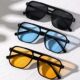 European and American rice nail double beam square sunglasses 2024 new fashion sunglasses trendy sunglasses concave shape retro
