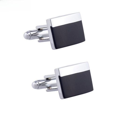 Rectangular black resin enamel metal tie clips for men, minimalist business French-style shirt tie clips wholesale
