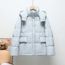 多巴胺牛角扣短款羽绒服女脱卸帽冬季羽绒服甜美保暖宽松外套