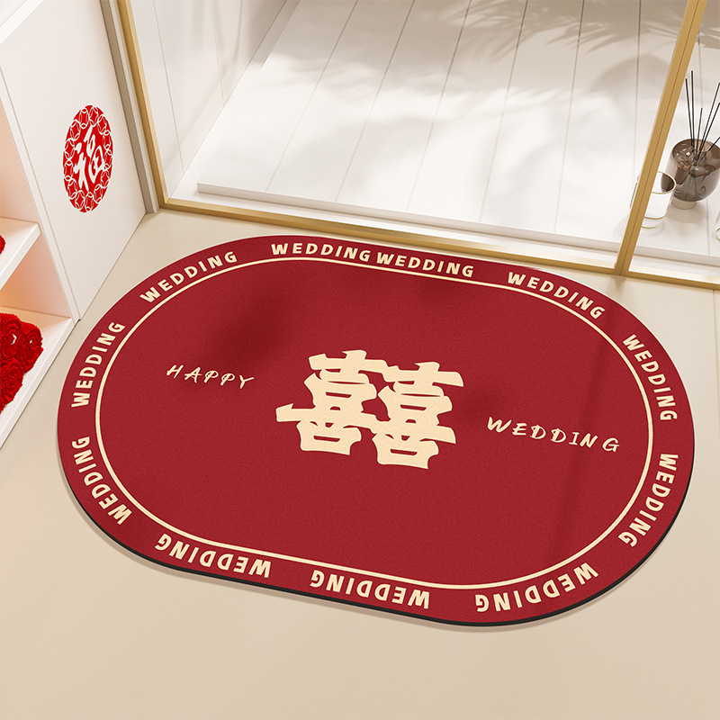 Baño de barro de diatomeas alfombra de suelo de absorción de agua Año Nuevo Festival de Primavera inodoro puerta inodoro antideslizante alfombra de boda alfombra festiva
