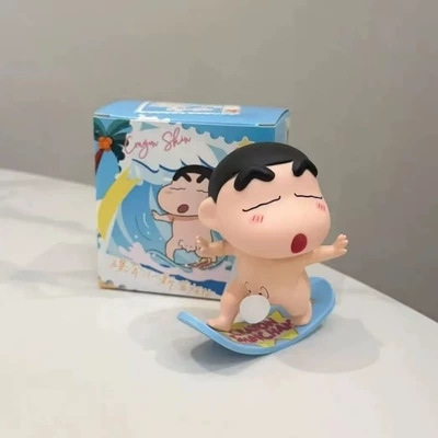 Crayon Shin-Chan Skateboard Surfing Full Series Q Version Lotus Anime Figure Model Desktop Ornament Car Central Control Doll (Car ornaments) - xiaoxin-close-eyes-color-box-modelshake-music