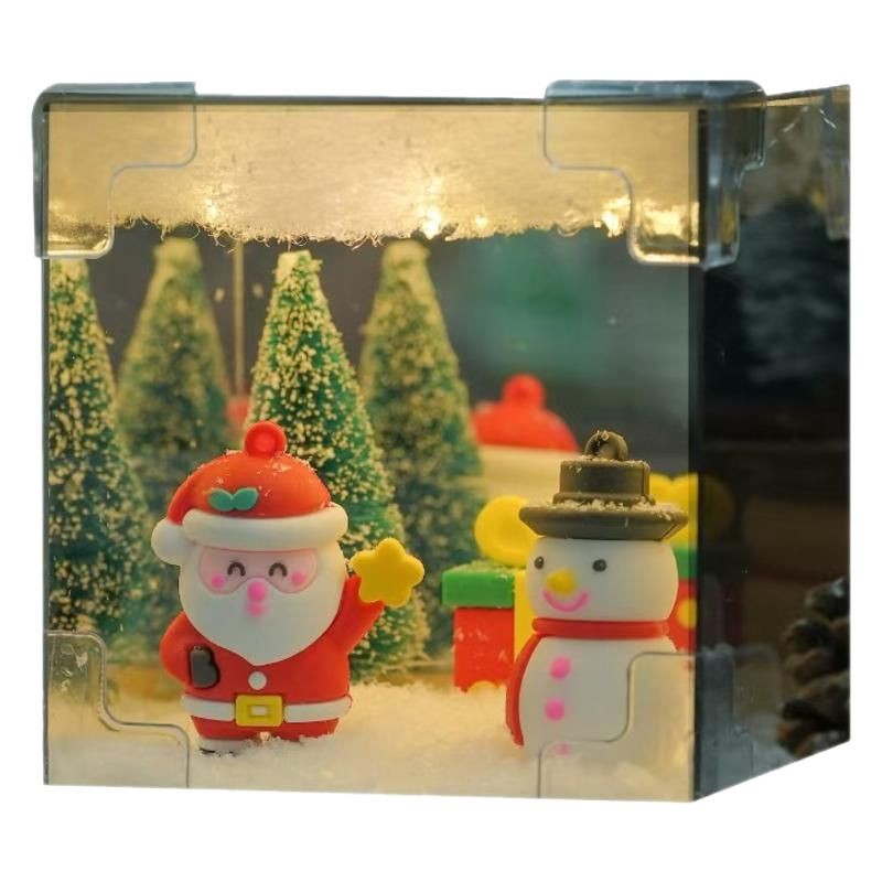 Cubo de Navidad Luz de noche Regalo Cubo de Navidad hecho a mano Luz de noche Espejo de material Cubo de Navidad Luz de noche