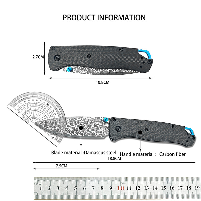BM Butterfly 535 Damascus Blade Carbon Fiber Stem Outdoor Portable…
