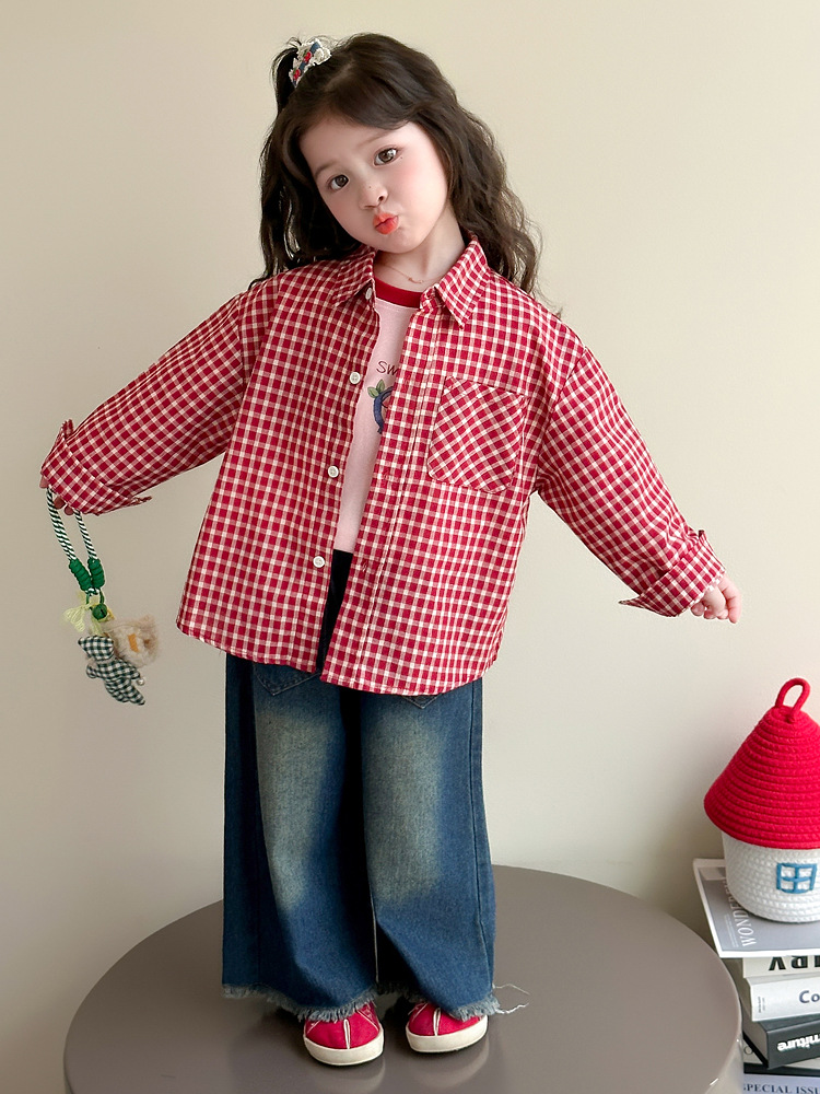 Camisas de primavera de otoño de niñas, camisetas de dos piezas, ropa de otoño de niñas, camisetas de fondo, camisetas para mujeres, chaqueta de camisa exterior