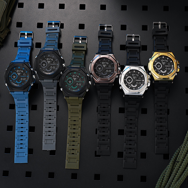 2025 tendencia personalidad juvenil reloj electrónico deportivo al aire libre nocturna reloj impermeable multifuncional reloj de pulsera estudiantil para hombres y mujeres