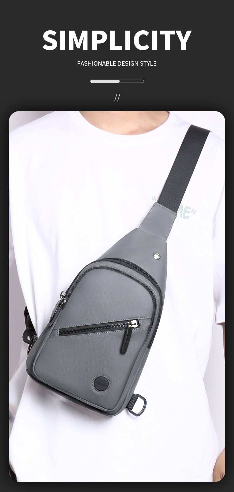 New water-repellent leather film chest bag for men, large-capacity multi-layer adjustable shoulder strap crossbody bag for cross-border use Application Scenario