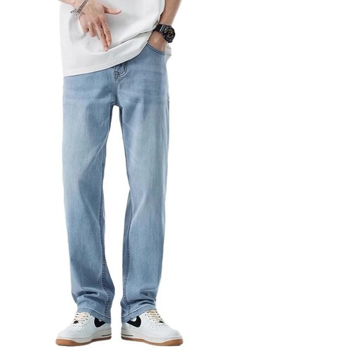 Summer and Autumn American Style Loose Straight Elastic Casual Thin Vintage Versatile Hong Kong Style Men's Stylish Jeans