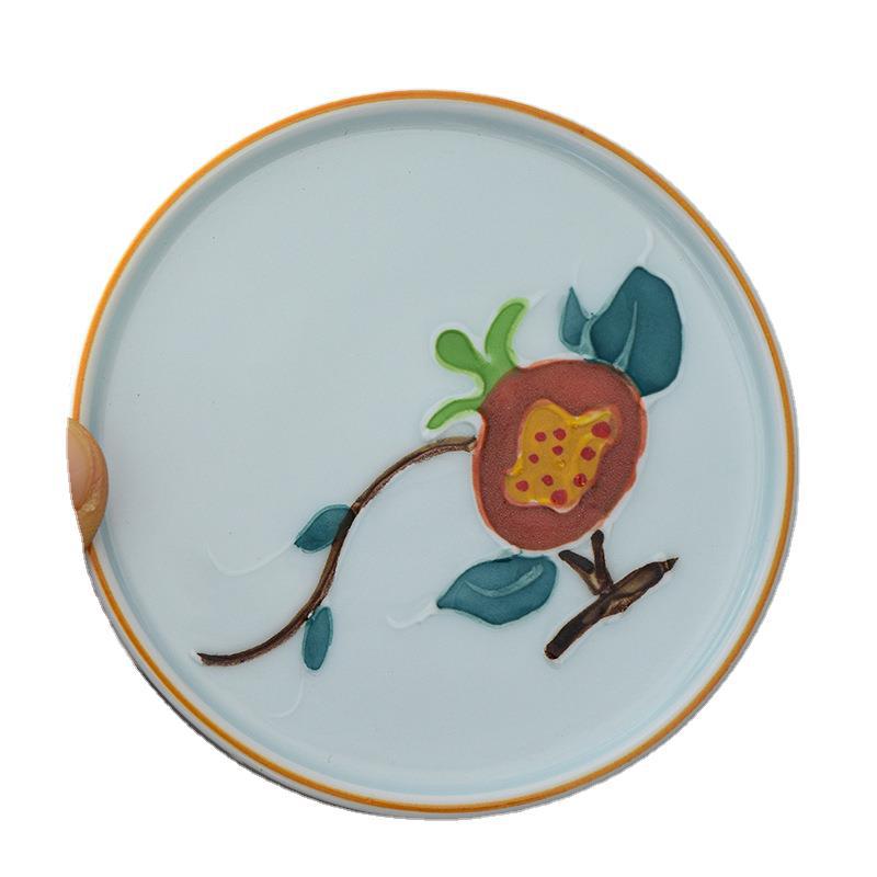 Pintado a mano taza de té estera creativa en relieve loto cerámica aislamiento estera Kung Fu juego de té ceremonia del té partes taza de té estera titular